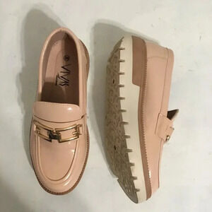 Women's Pink Patent Wedge Loafers, Size  EUR 36, Worn Once